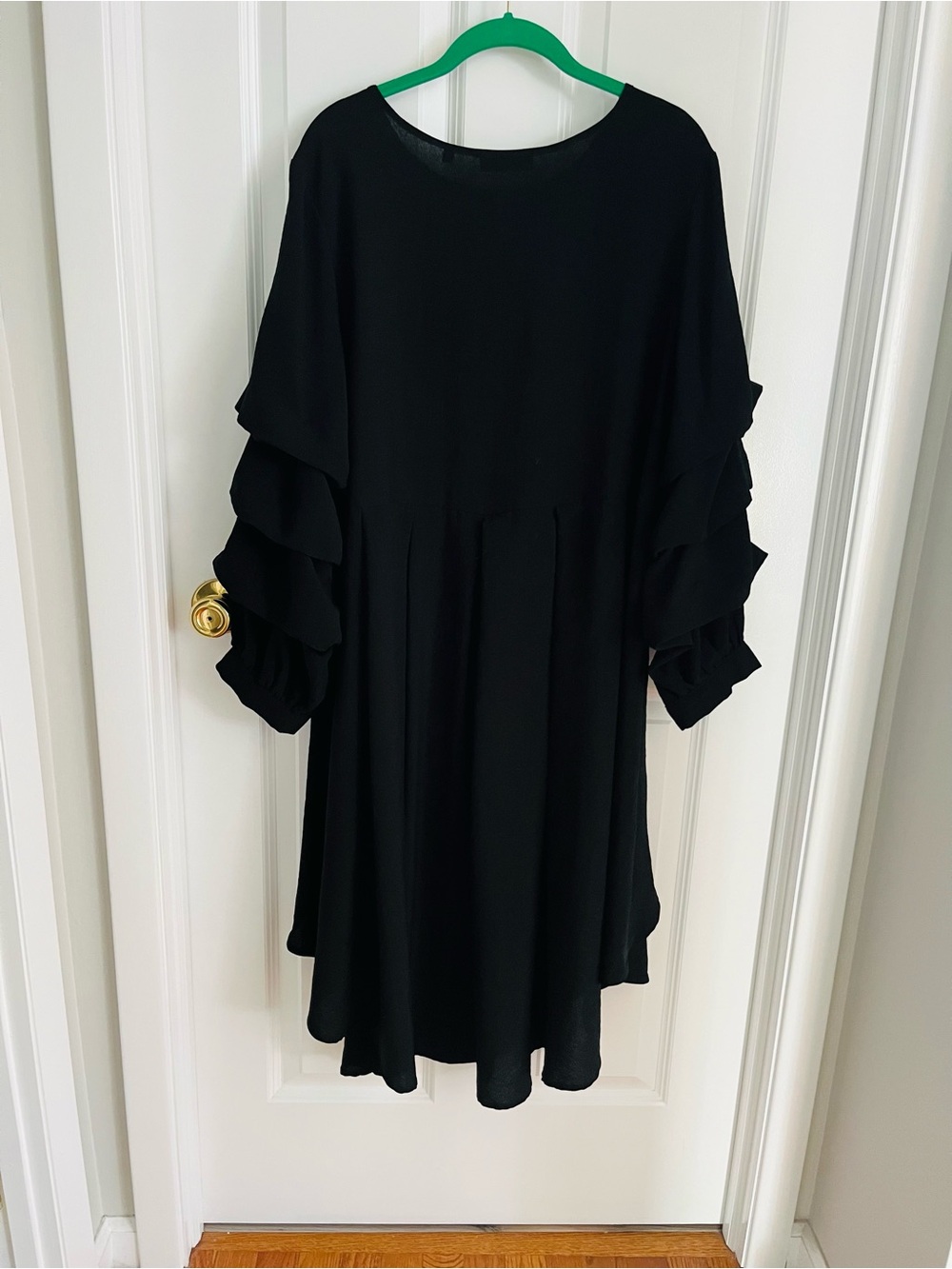 Patrizia Luca Black Long-Sleeve Ruffle Tier Dress